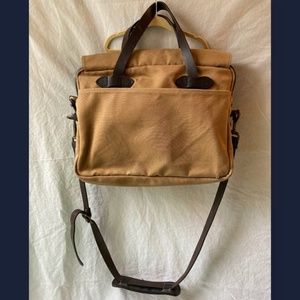 Filson Tan Twill and Leather Briefcase